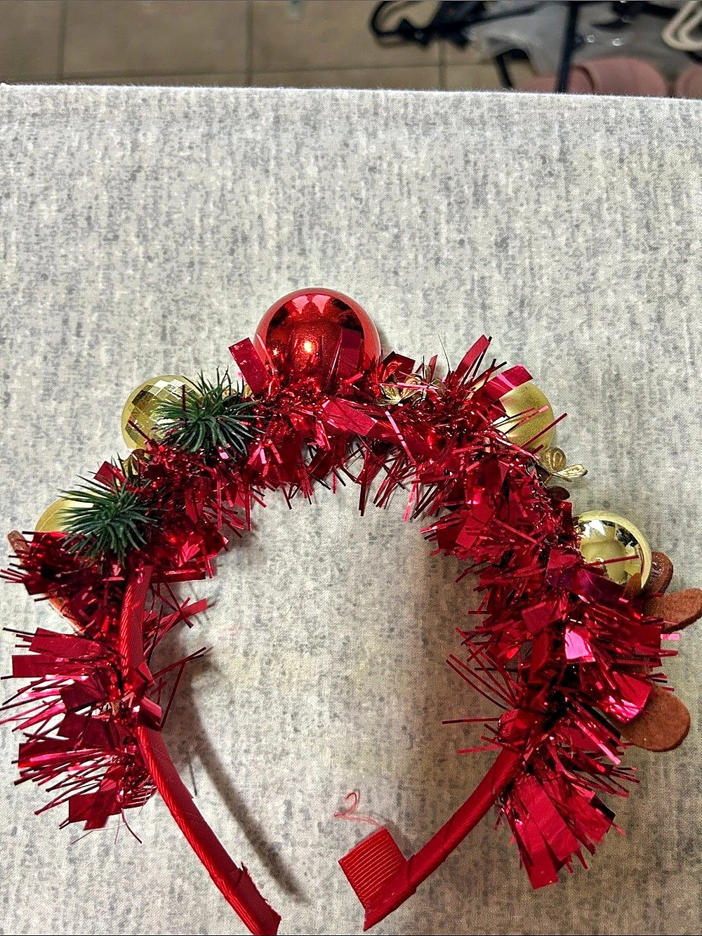 Christmas Gingerbread Headband in Red & Gold